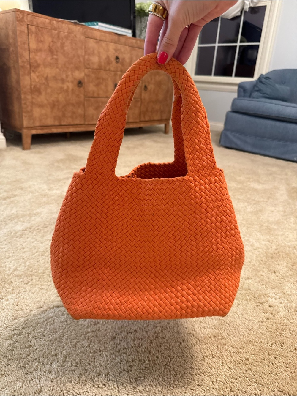 ANN MASHBURN Woven Orange Tote